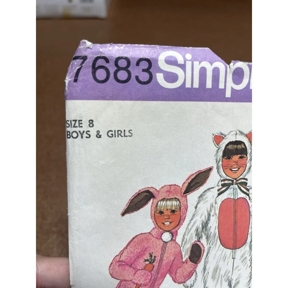 Simplicity 7683 Pattern Halloween Costume Kids Bunny Or Cat Size 8